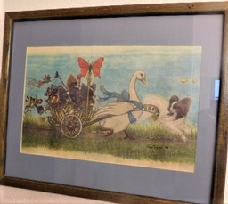 Swan Pulling Wagon of Paps - framed print 16